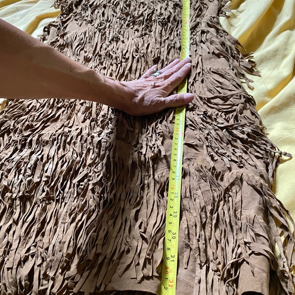 All Saints leather suede fringe flapper dress S XS UK10 2/4US brown gogo western - Picture 11 of 11